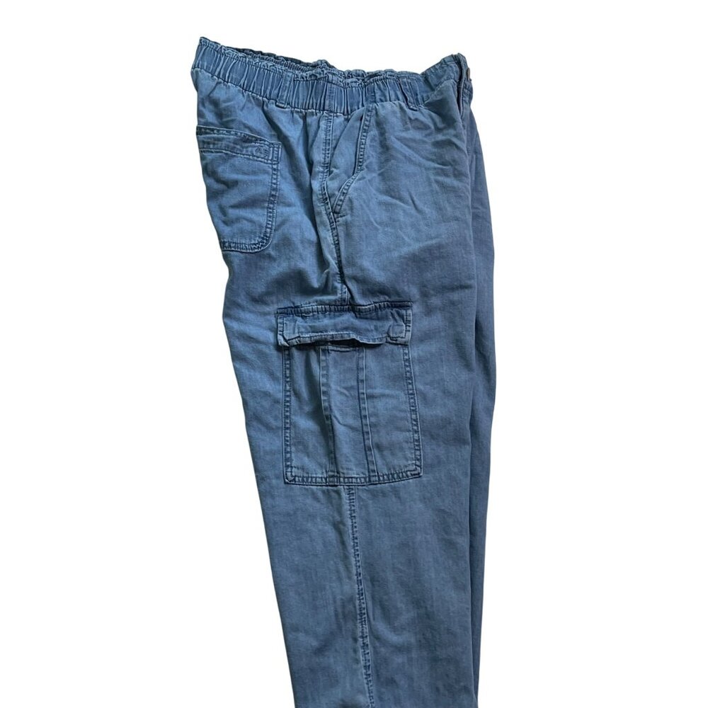 American Eagle Womens Blue Cargo Pants Size 8 Regular Elastic Waist Vintage u - Picture 7 of 15